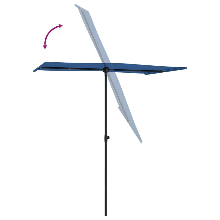 haveparasol med aluminiumstang 180x110 cm azurblå