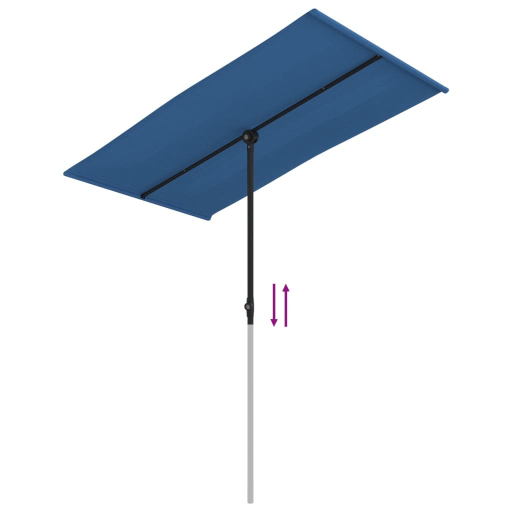 haveparasol med aluminiumstang 180x110 cm azurblå