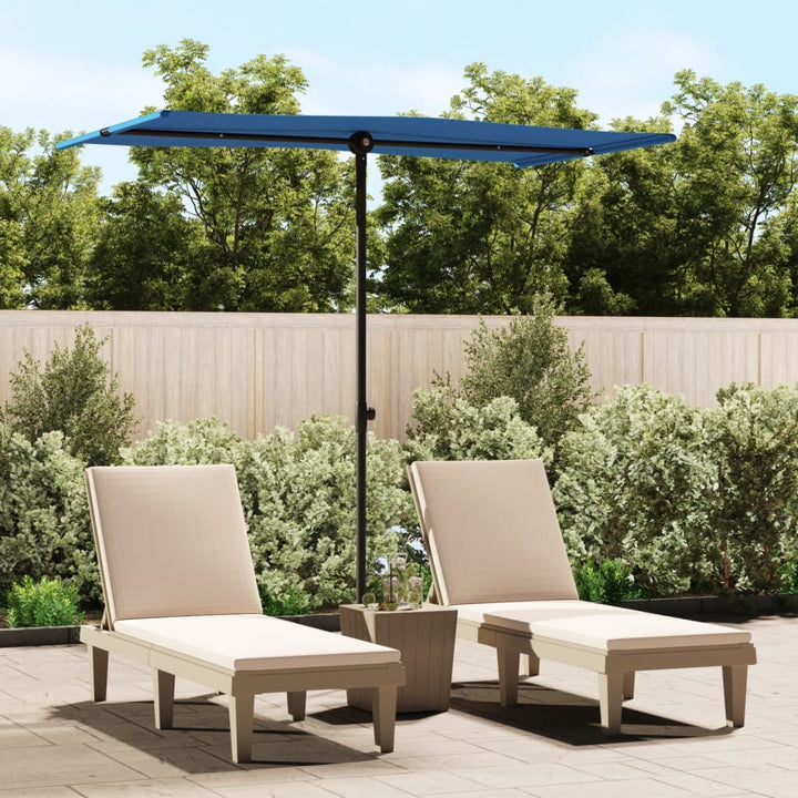 haveparasol med aluminiumstang 180x110 cm azurblå