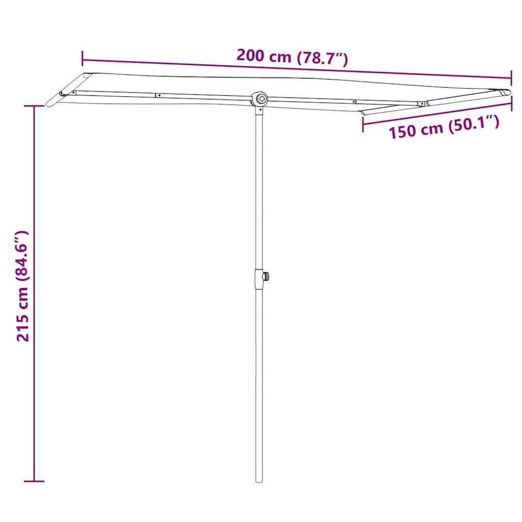 haveparasol med aluminiumstang 2x1,5 m antracitgrå