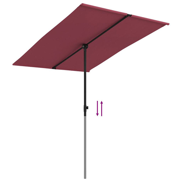 haveparasol med aluminiumsstang 2x1,5 m bordeauxrød