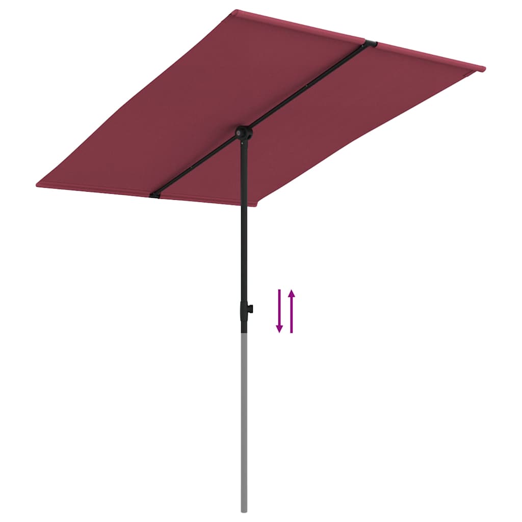 haveparasol med aluminiumsstang 2x1,5 m bordeauxrød