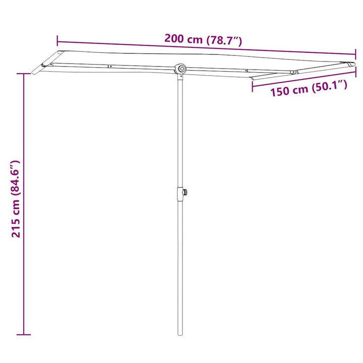 haveparasol med aluminiumsstang 2x1,5 m bordeauxrød
