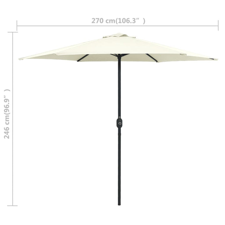 parasol med aluminiumsstang 270x246 cm sandhvid