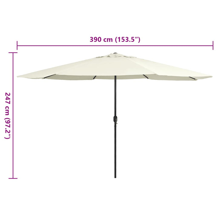parasol 390 cm metalstang sandfarvet