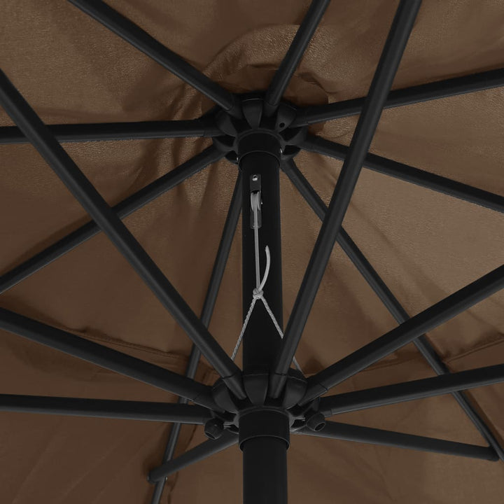 parasol med metalstang 390 cm gråbrun