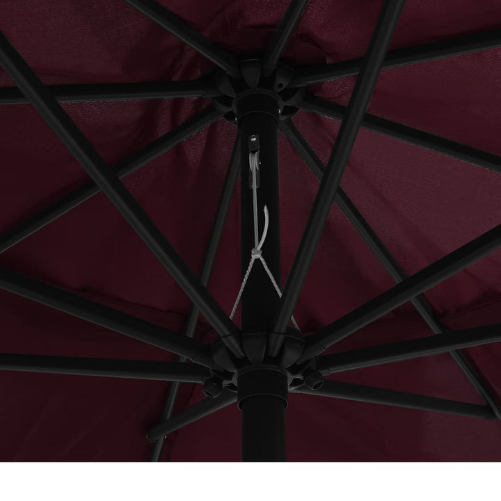 udendørs parasol med metalstang 390 cm bordeauxrød