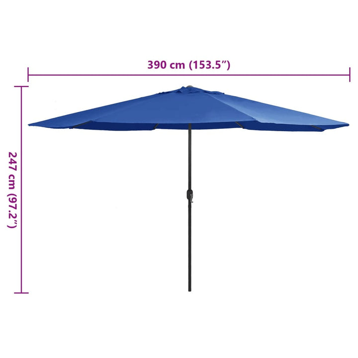 parasol med metalstang 390 cm azurblå