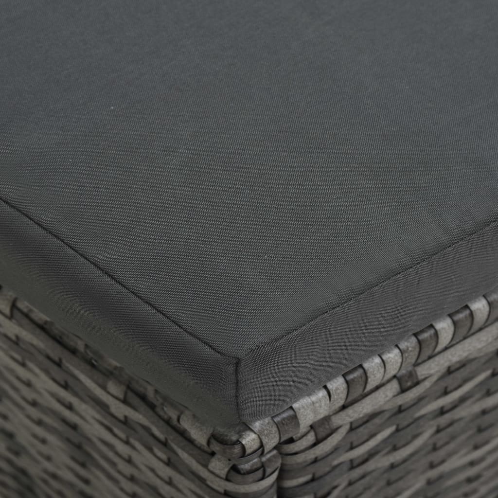 udendørs spisebordssæt 7 dele med hynder polyrattan grå