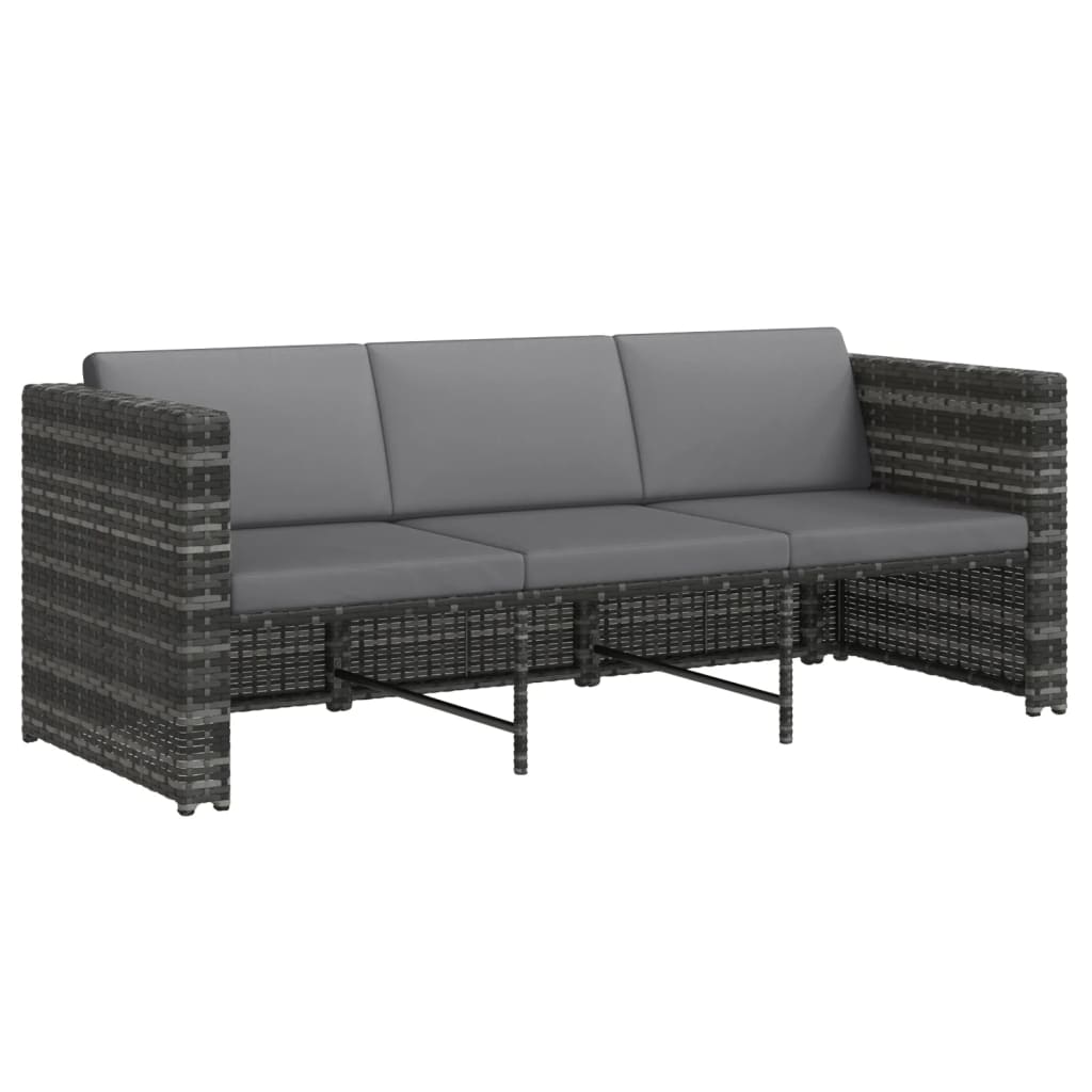 haveloungesæt 4 dele med hynder polyrattan grå