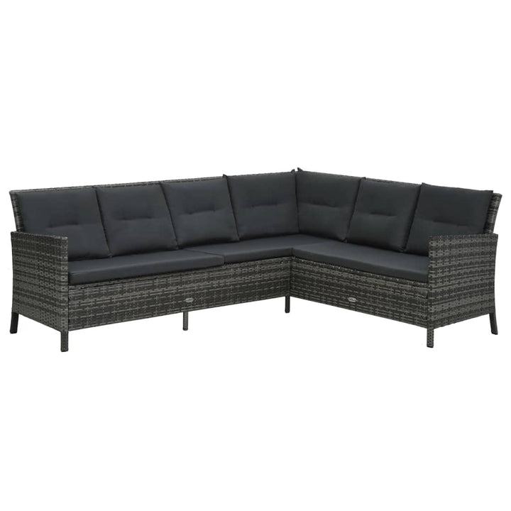 haveloungesæt 3 dele med hynder polyrattan grå