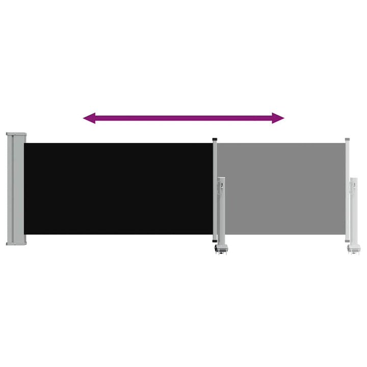 sammenrullelig sidemarkise 80x300 cm sort