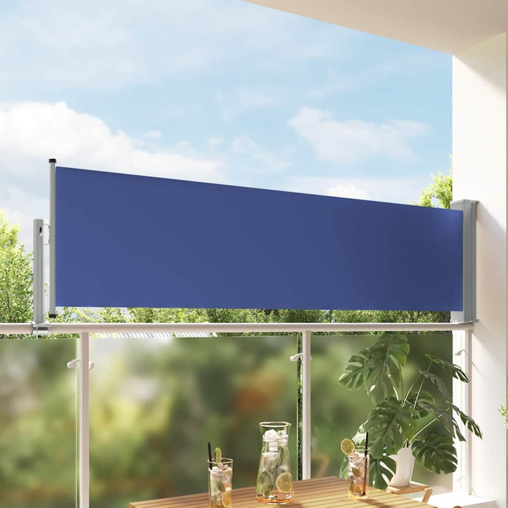 sammenrullelig sidemarkise til terrassen 80 x 300 cm blå