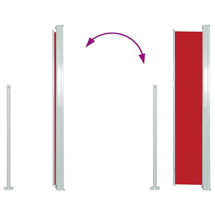 sammenrullelig sidemarkise til terrassen 100 x 500 cm rød