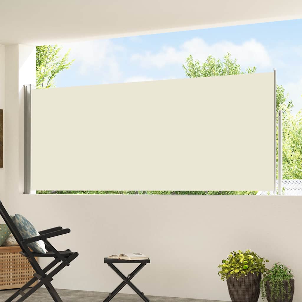 sammenrullelig sidemarkise til terrassen 120x500 cm cremefarvet