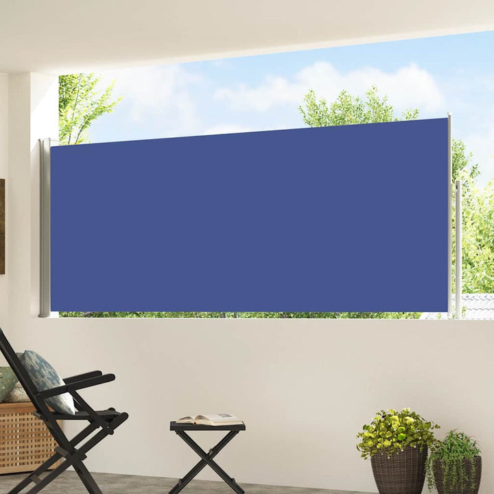 sammenrullelig sidemarkise til terrassen 120 x 500 cm blå