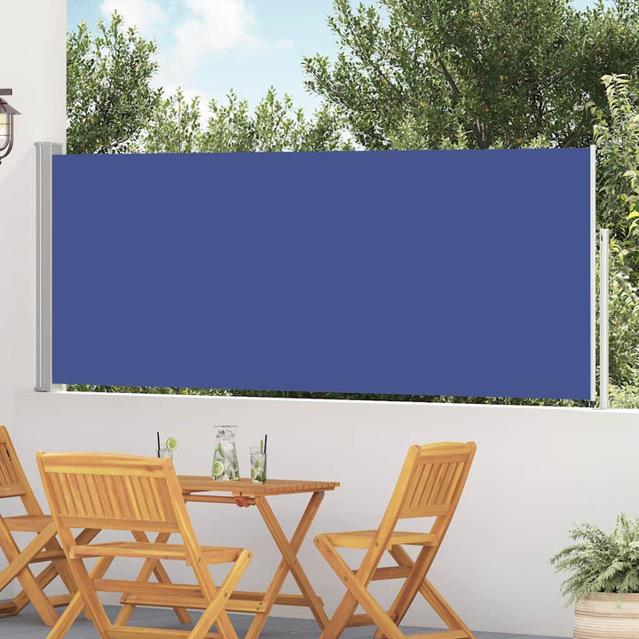 sammenrullelig sidemarkise til terrassen 120 x 500 cm blå