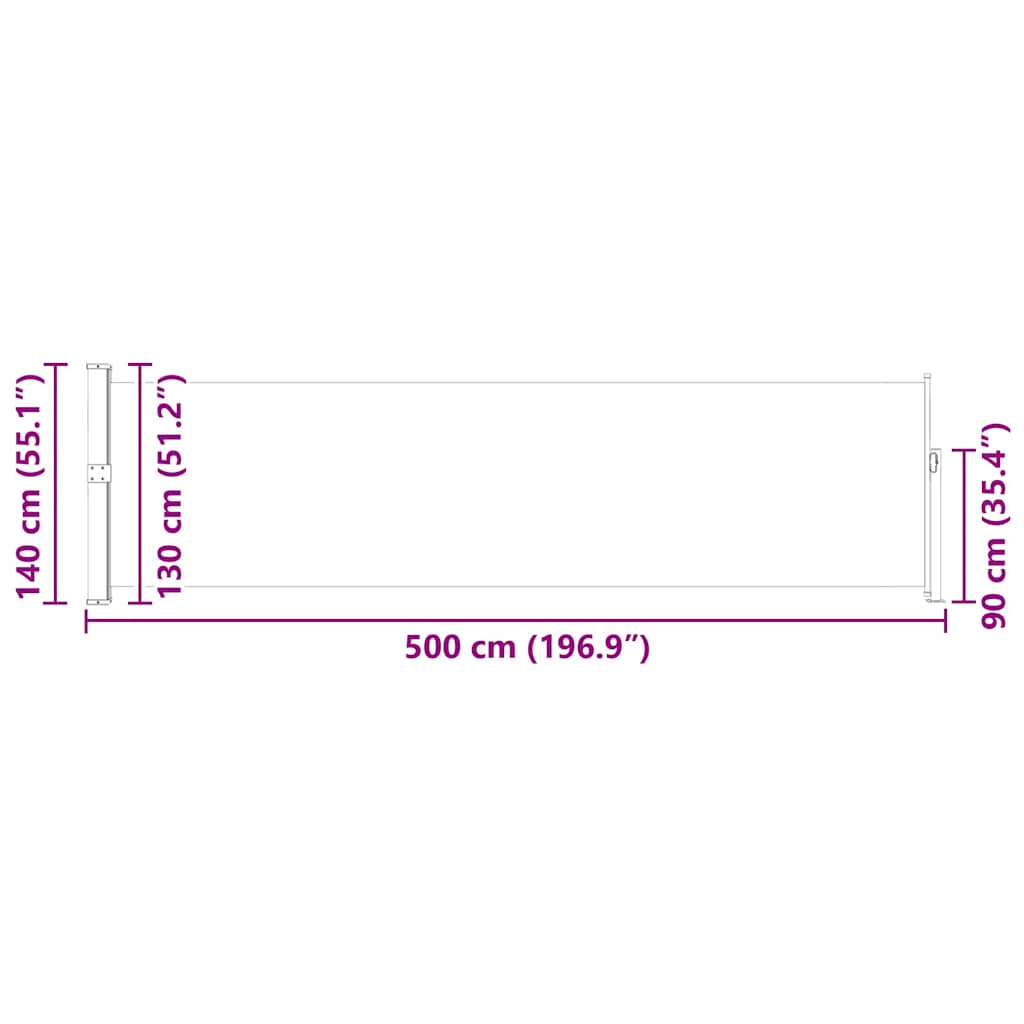 sammenrullelig sidemarkise til terrassen 140x500 cm sort
