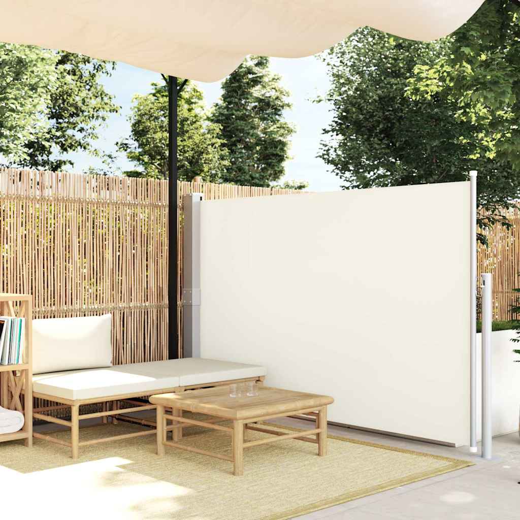 sammenrullelig sidemarkise til terrassen 140x514 cm cremefarvet