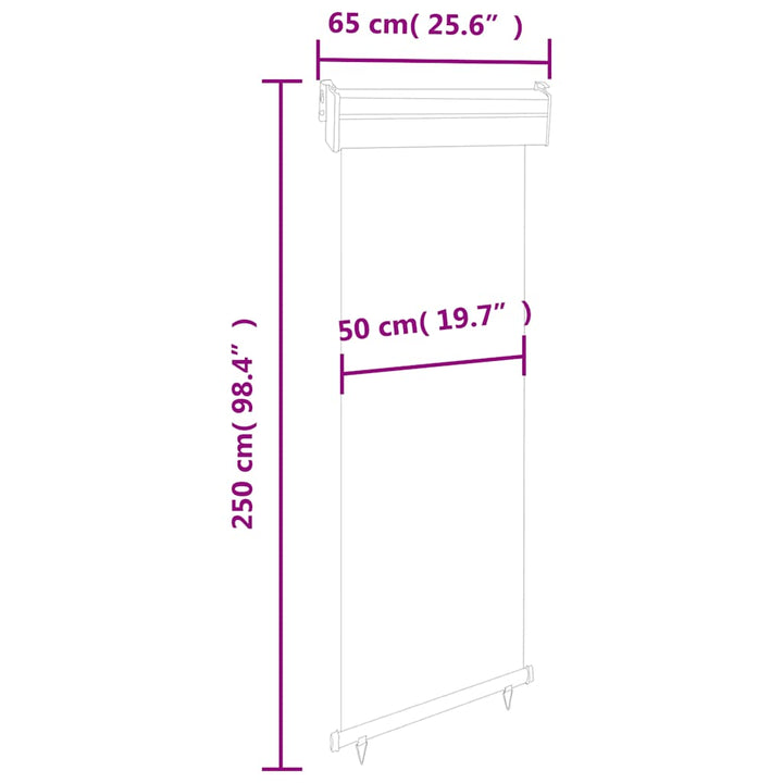 sidemarkise til altan 65x250 cm brun
