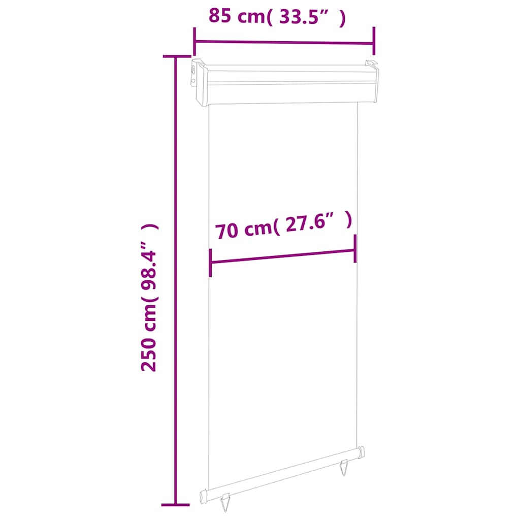 sidemarkise til altan 85x250 cm brun