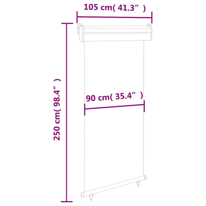 sidemarkise til altan 105x250 cm sort