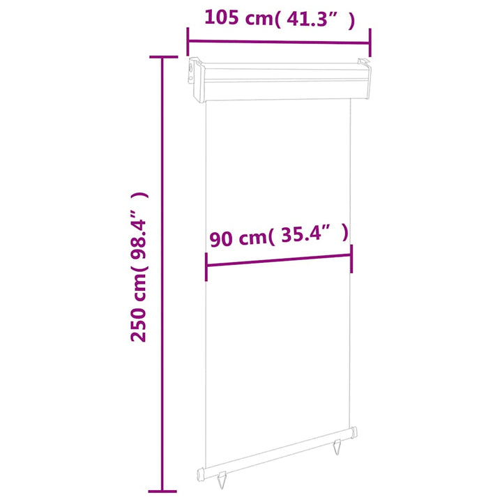 sidemarkise til altan 105x250 cm grå