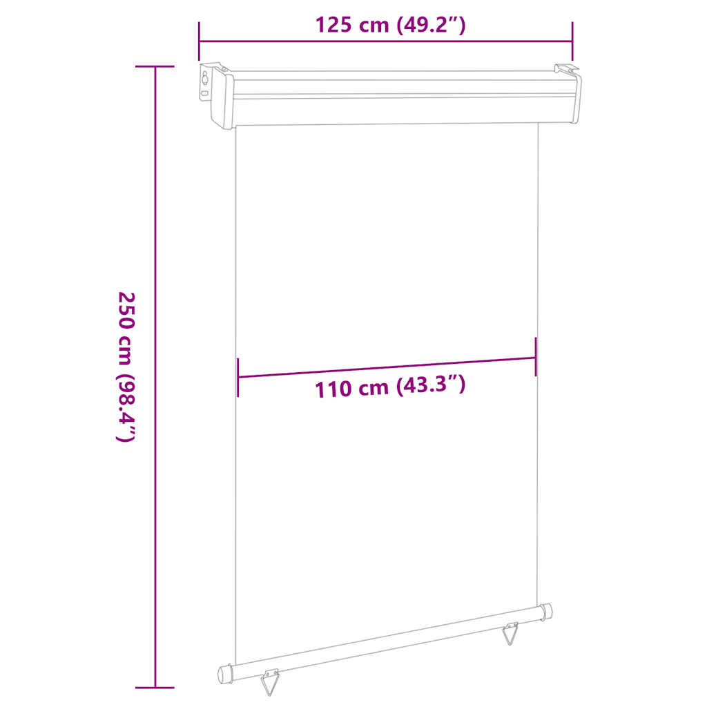 sidemarkise til altan 125x250 cm blå