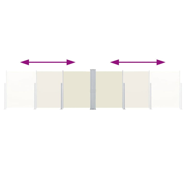 dobbelt sidemarkise til terrassen 170 x 600 cm cremefarvet