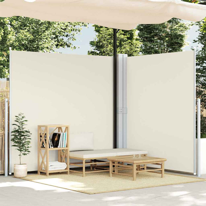 dobbelt sidemarkise til terrassen 170 x 600 cm cremefarvet