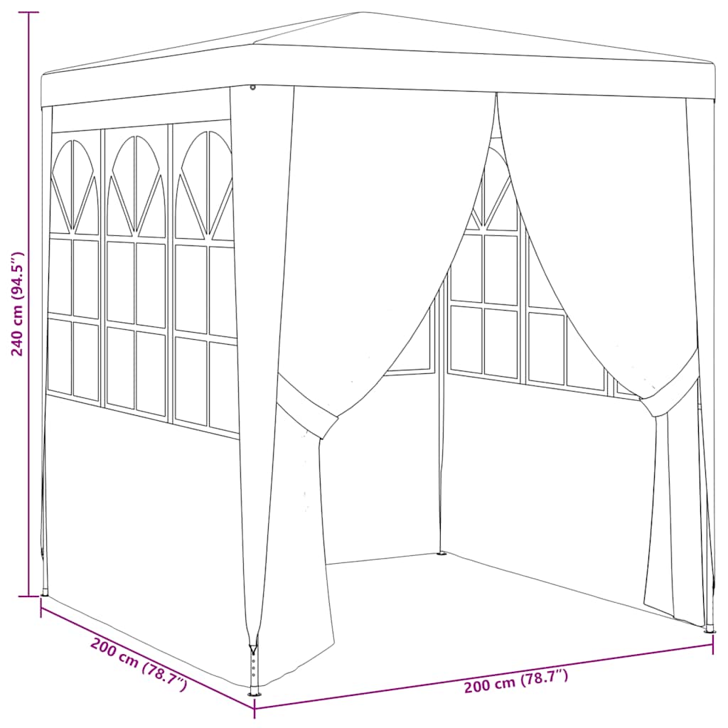 festtelt med sidevægge 2x2 m 90 g/m² hvid