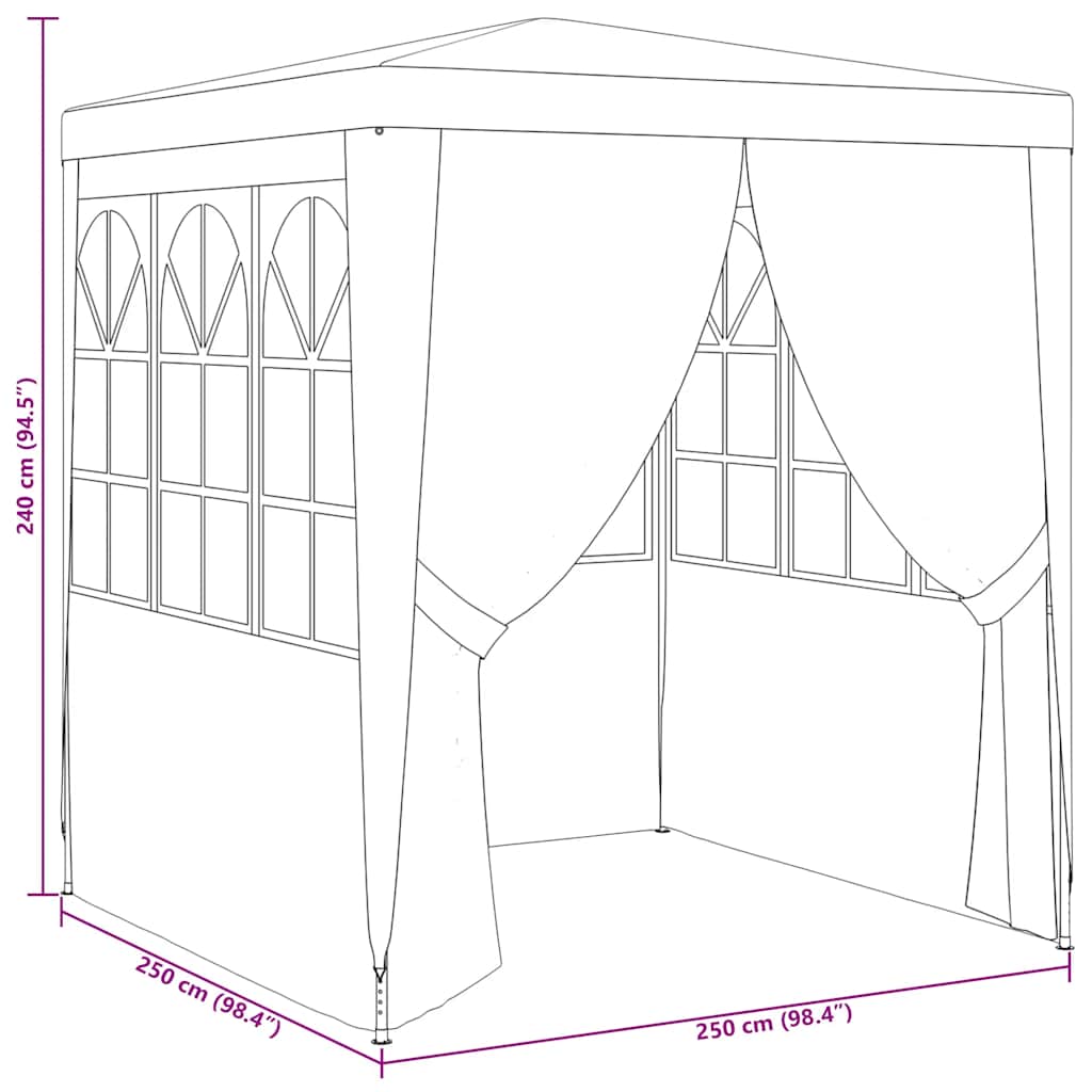 festtelt med sidevægge 2,5x2,5 m 90 g/m² blå