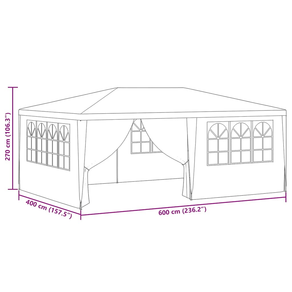 festtelt med sidevægge 4x6 m 90 g/m² hvid