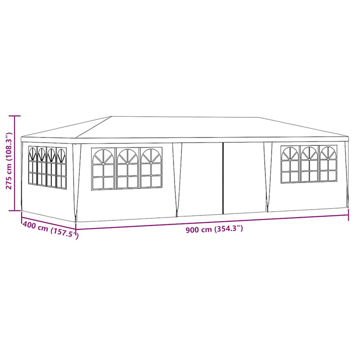 festtelt med sidevægge 4x9 m 90 g/m² antracitgrå