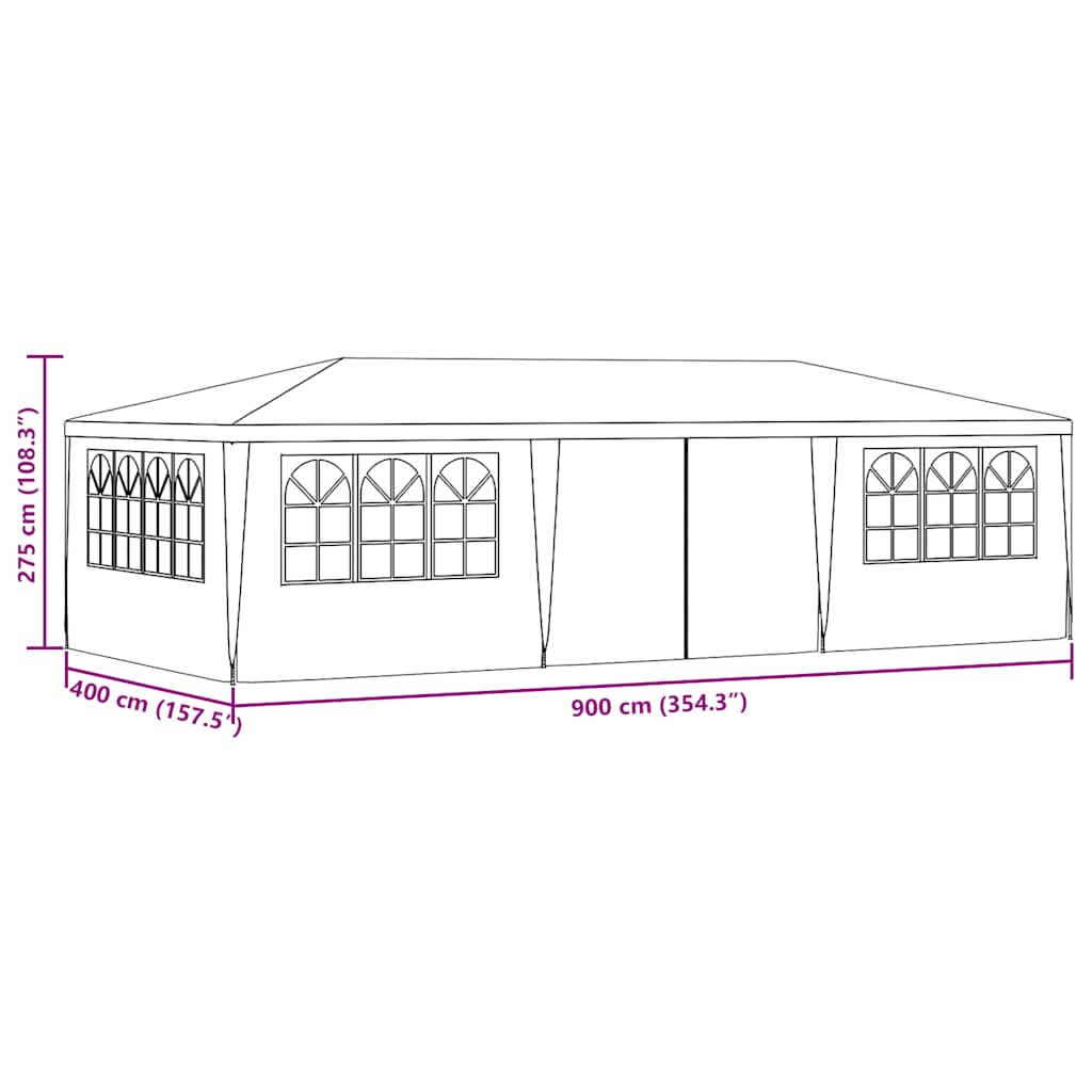 festtelt med sidevægge 4x9 m 90 g/m² grøn
