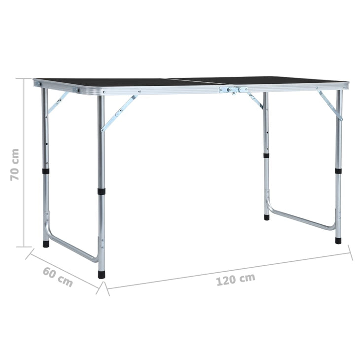 foldbart campingbord 120x60 cm aluminium grå