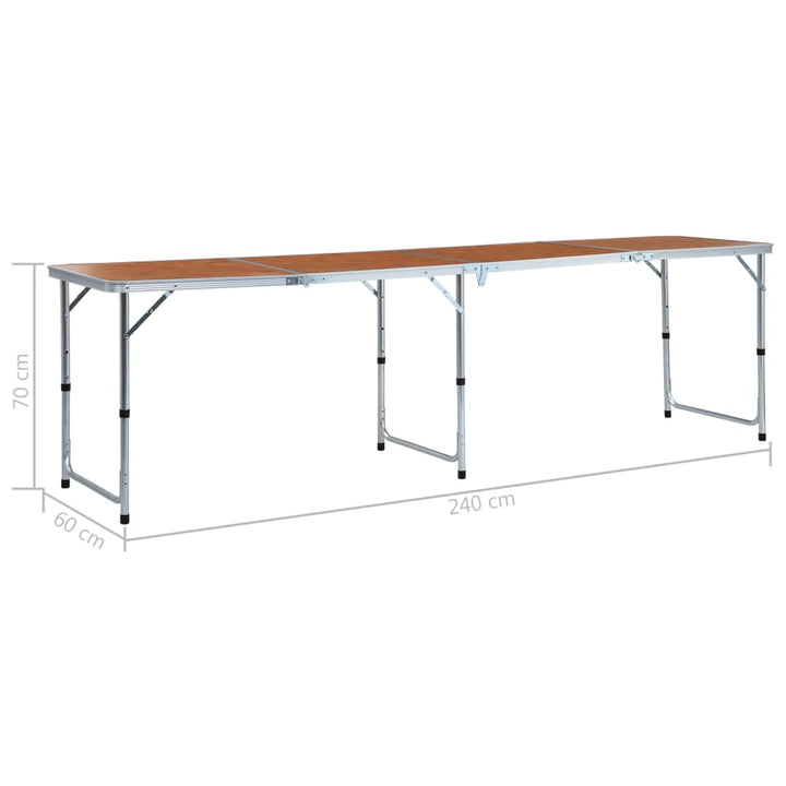 foldbart campingbord aluminium 240 x 60 cm