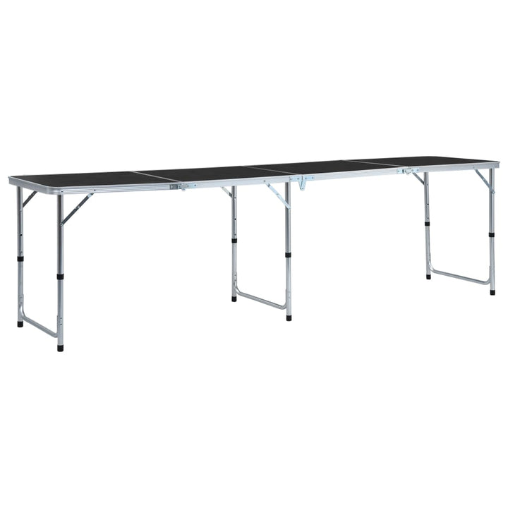 foldbart campingbord 240 x 60 cm aluminium grå