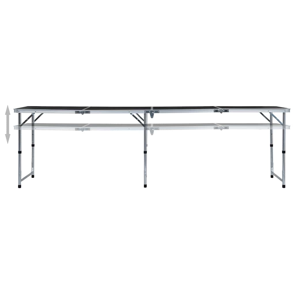 foldbart campingbord 240 x 60 cm aluminium grå