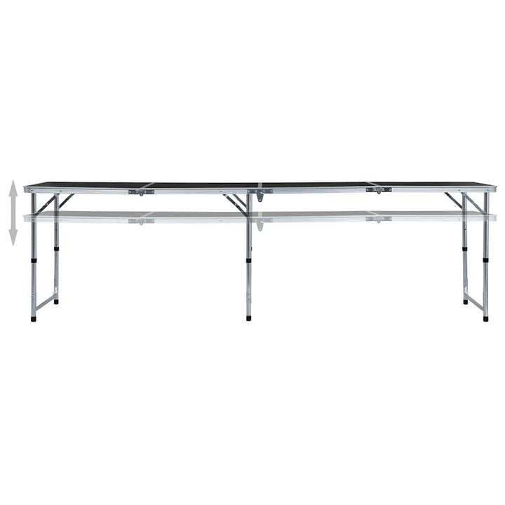 foldbart campingbord 240 x 60 cm aluminium grå