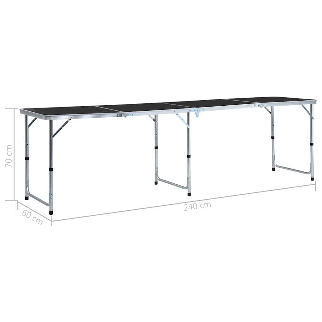 foldbart campingbord 240 x 60 cm aluminium grå