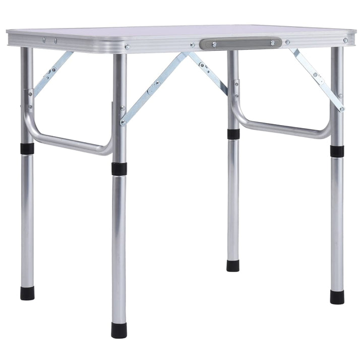 foldbart campingbord 60x45 cm aluminium hvid