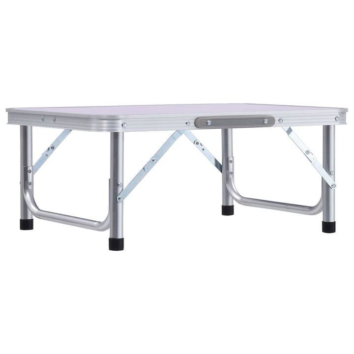 foldbart campingbord 60x45 cm aluminium hvid