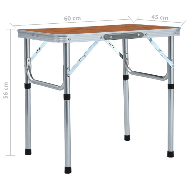foldbart campingbord 60x45 cm aluminium