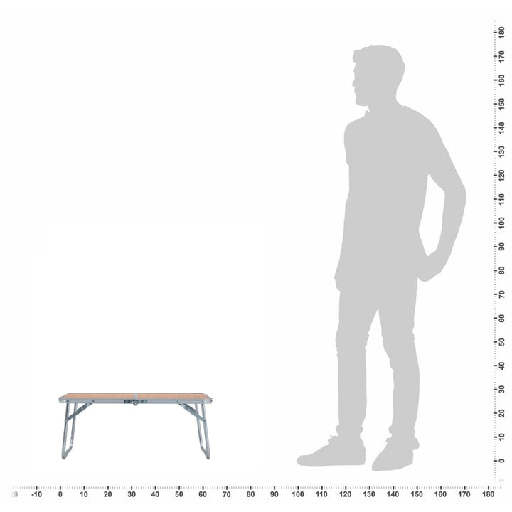foldbart campingbord 60 x 40 cm aluminium brun