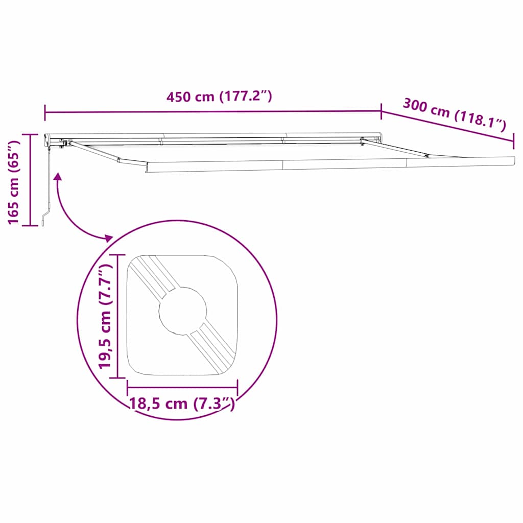 Markiseramme Hvid 450 × 300 cm Aluminium