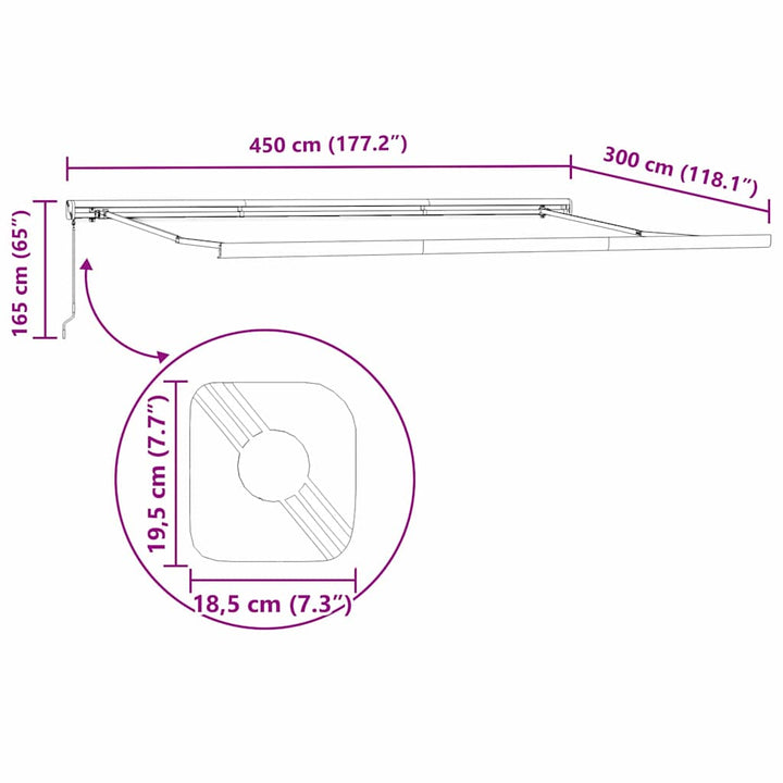 Markiseramme Hvid 450 × 300 cm Aluminium