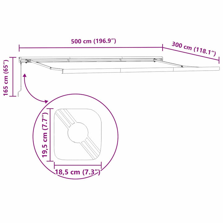 Markiseramme Hvid 500 × 300 cm Aluminium