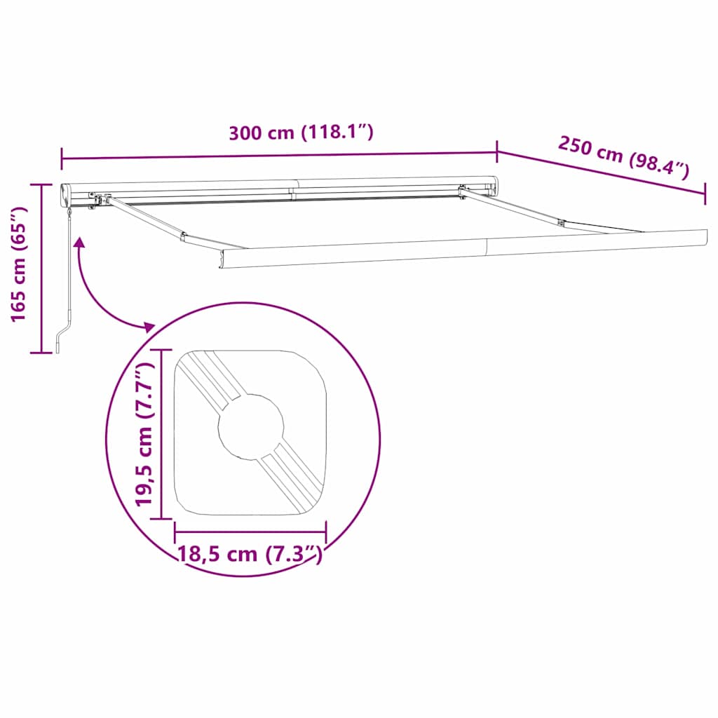Markiseramme Antracit 300 x 250 cm Aluminium