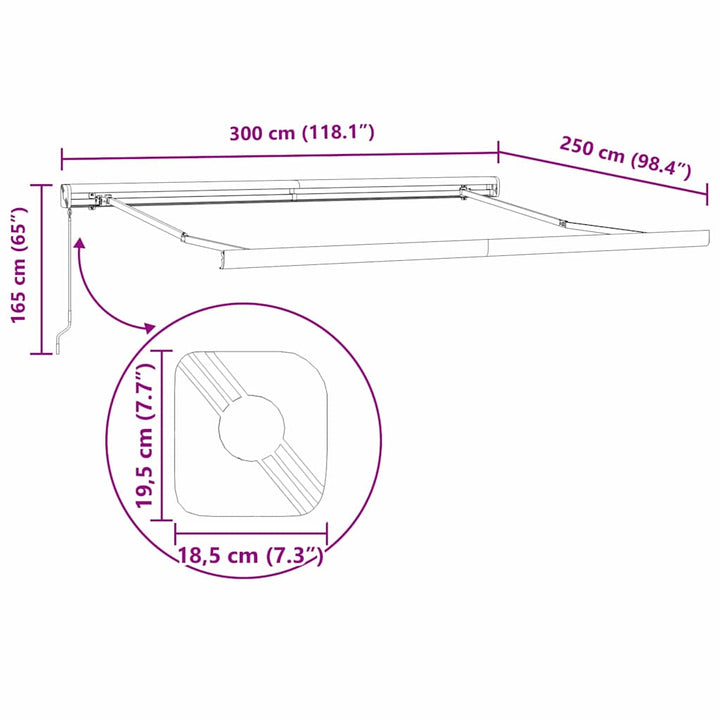 Markiseramme Antracit 300 x 250 cm Aluminium